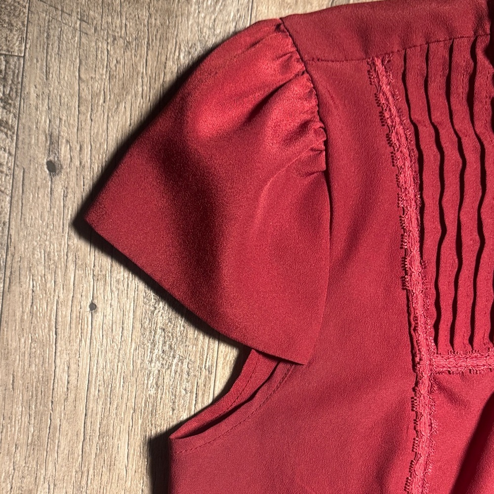 Modcloth Red Ruffled Blouse - Size S - Picture 5 of 11